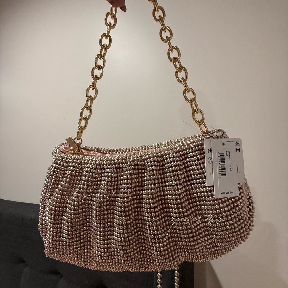 Jessica McClintock Gold Beaded Shoulder Bag